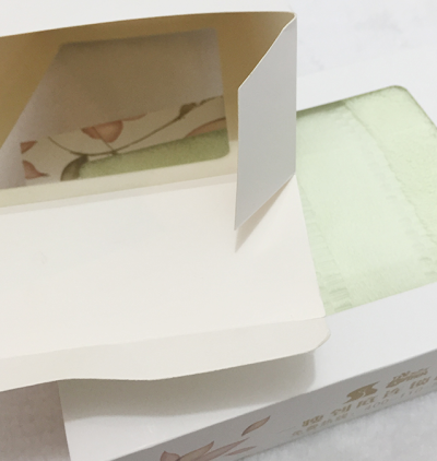 TWLP017  Custom paper towel box  custom towel gift box  design face towel gift box  towel box manufacturer side view